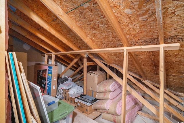 view of unfinished attic