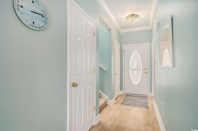511 Colonial Trace Dr Unit 7-C, Longs, SC 29568 - doorway to outside with ornamental molding, light wood-type flooring, and stairway