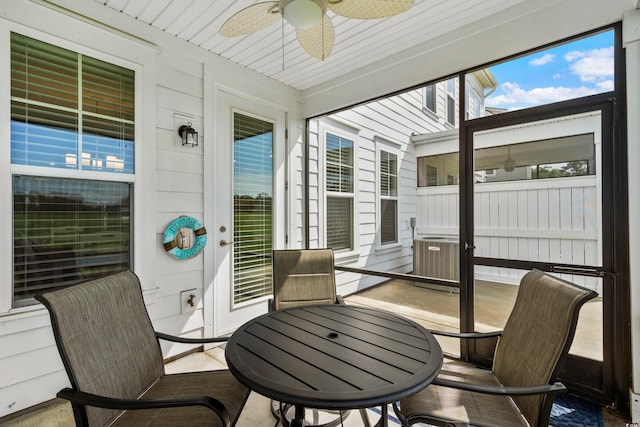 5127 Double Eagle Way Unit 11, North Myrtle Beach, SC 29582 - sunroom with a ceiling fan and outdoor dining area