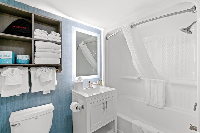 2301 S Ocean Blvd Unit 621, Myrtle Beach, SC 29577 - bathroom featuring bathtub / shower combination, vanity, and toilet