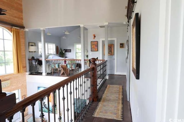 hallway featuring dark wood-type flooring