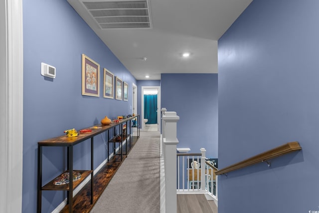 1325 Bermuda Grass Dr, Myrtle Beach, SC 29579 - hall with an upstairs landing, wood finished floors, and recessed lighting