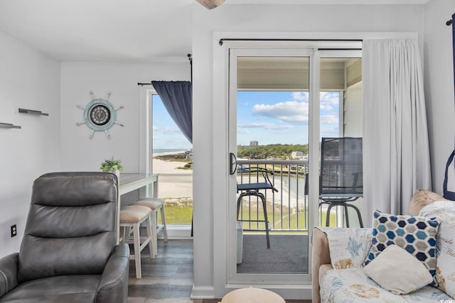 9400 Shore Dr Unit 509, Myrtle Beach, SC 29572 - living area featuring wood finished floors and plenty of natural light