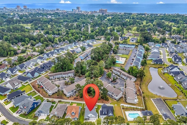 1340 Jolly Roger Dr, North Myrtle Beach, SC 29582 - aerial view of property's location with a nearby body of water and nearby suburban area