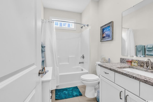 1340 Jolly Roger Dr, North Myrtle Beach, SC 29582 - bathroom featuring vanity, toilet, tile patterned flooring, and shower / bath combo