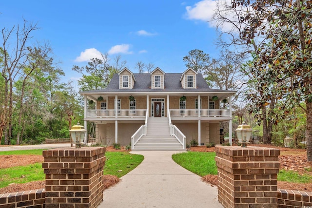 1533 Murrells Landing Rd, Conway, SC 29526 - view of front of house with covered porch, stairs, and a front yard