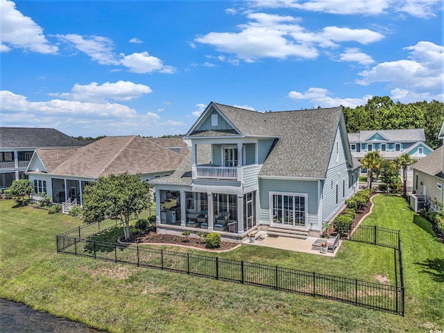 5032 Middleton View Dr, Myrtle Beach, SC 29579 - rear view of property with a balcony, a patio area, roof with shingles, and cooling unit