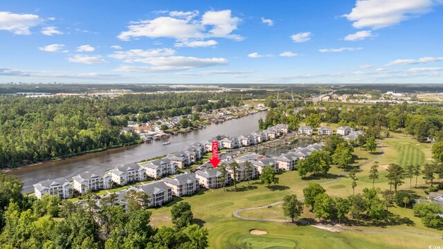 633 Waterway Village Blvd Unit 11D, Myrtle Beach, SC 29579 - bird's eye view of a nearby body of water, a golf course, and apartment complex