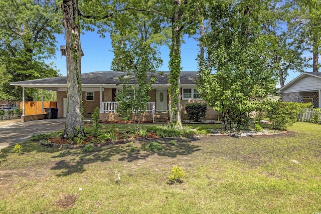 2519 Reta St, Conway, SC 29526 - single story home featuring a carport, concrete driveway, a porch, and brick siding