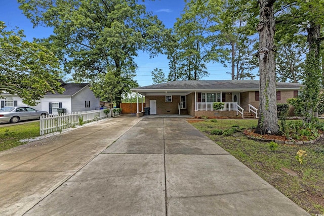 2519 Reta St, Conway, SC 29526 - single story home featuring brick siding, driveway, a porch, and a carport