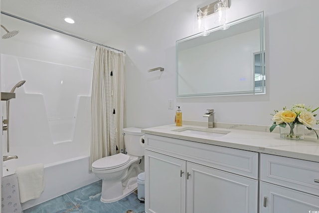 867 Cardinal Pl, North Myrtle Beach, SC 29582 - bathroom with toilet, vanity, shower / bath combo with shower curtain, and tile patterned flooring