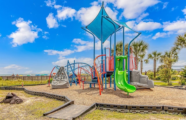 community play area with fence