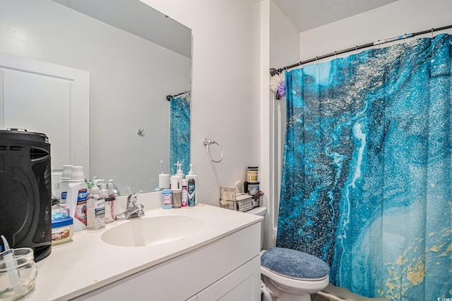 2059 Borgata Loop, Longs, SC 29568 - bathroom with toilet, vanity, and curtained shower