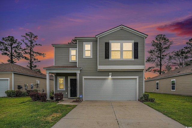 2059 Borgata Loop, Longs, SC 29568 - traditional home with an attached garage, a lawn, and concrete driveway