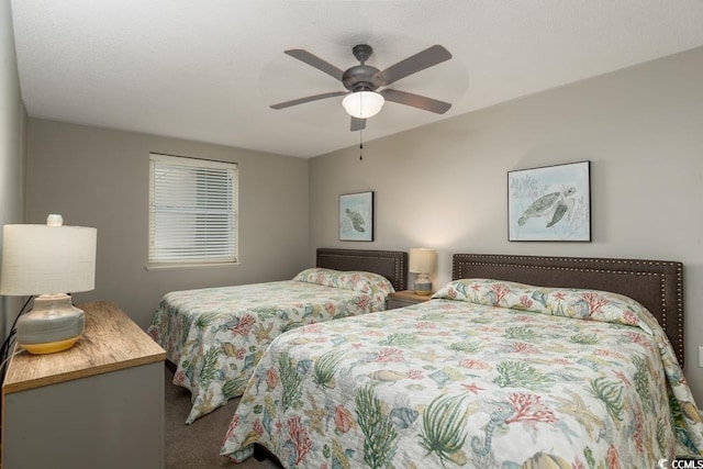 bedroom with carpet and ceiling fan