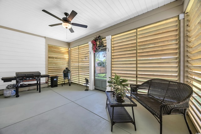 view of patio / terrace featuring ceiling fan
