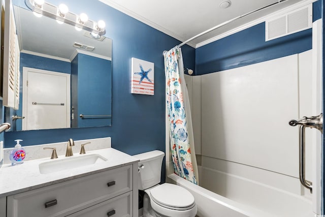 1310 N Waccamaw Dr Unit 204, Garden City Beach, SC 29576 - bathroom with ornamental molding, vanity, toilet, and shower / tub combo