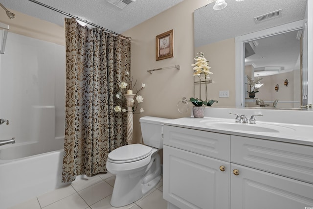 2241 Waterview Dr Unit 537, North Myrtle Beach, SC 29582 - full bath with a textured ceiling, tile patterned flooring, toilet, shower / bathtub combination with curtain, and vanity