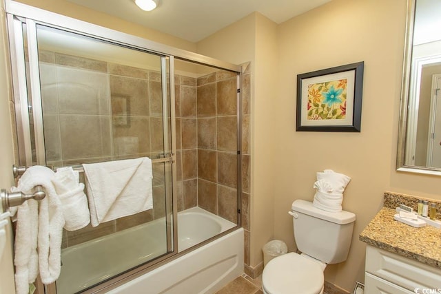 100 N Beach Blvd Unit 1902, North Myrtle Beach, SC 29582 - bathroom with vanity, toilet, bath / shower combo with glass door, and tile patterned flooring