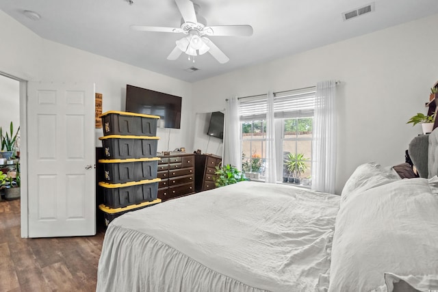 160 Cart Crossing Dr Unit 104, Conway, SC 29526 - bedroom featuring dark wood finished floors and ceiling fan