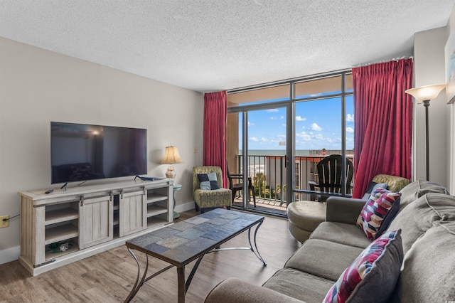202 74th Ave N Unit 2547/2548, Myrtle Beach, SC 29572 - living area featuring a textured ceiling, wood finished floors, and baseboards
