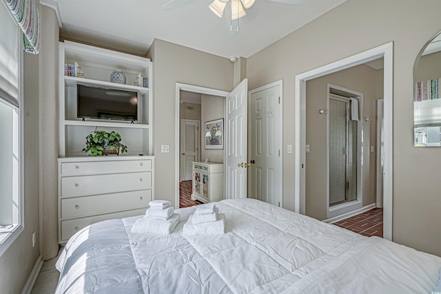 500 23rd Ave S, North Myrtle Beach, SC 29582 - bedroom with brick patterned flooring, baseboards, and ceiling fan