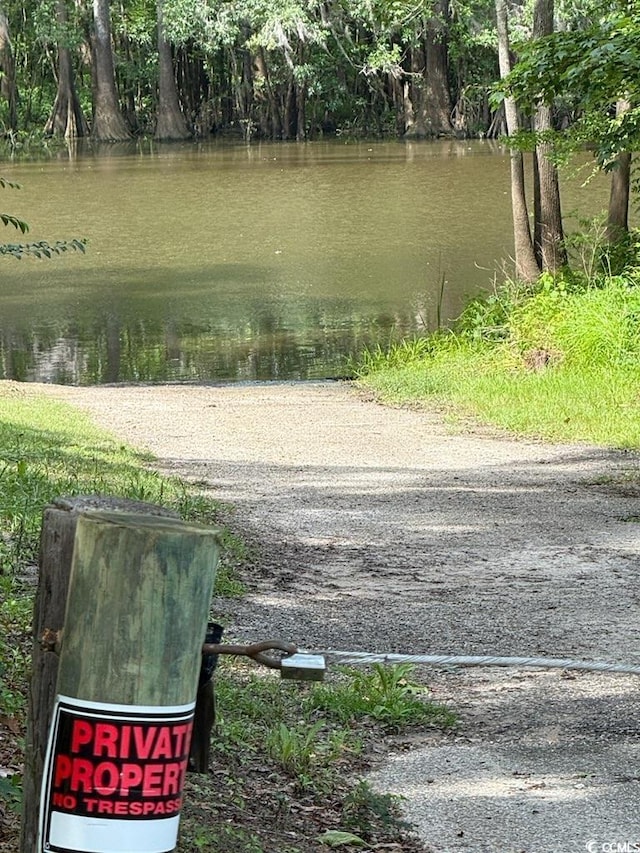 view of yard with a water view