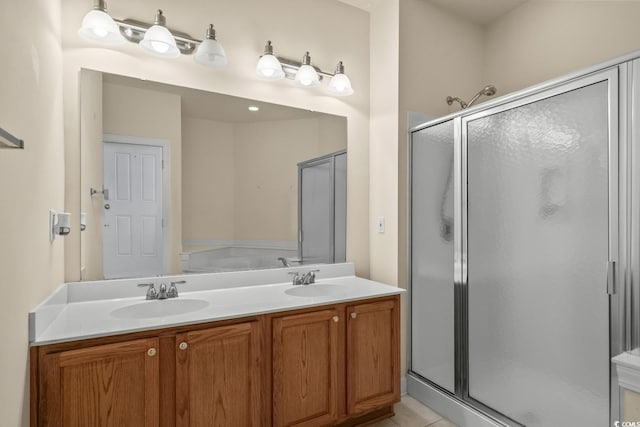 6244 Catalina Dr Unit 511, North Myrtle Beach, SC 29582 - full bath with a shower stall, double vanity, and tile patterned floors