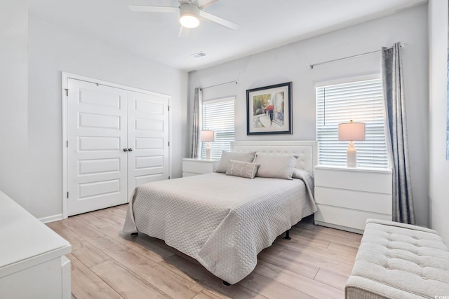122 New Paradise Way, Myrtle Beach, SC 29588 - bedroom with a closet, light wood finished floors, and ceiling fan