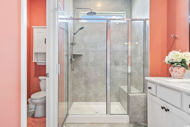 122 New Paradise Way, Myrtle Beach, SC 29588 - bathroom with toilet, a stall shower, and vanity