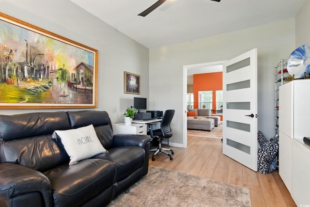 122 New Paradise Way, Myrtle Beach, SC 29588 - office featuring hardwood / wood-style floors and a ceiling fan