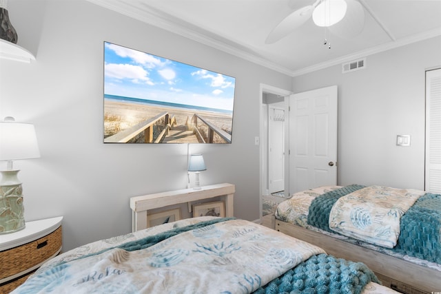 307 74th Ave N Unit 3C, Myrtle Beach, SC 29572 - bedroom with crown molding and ceiling fan