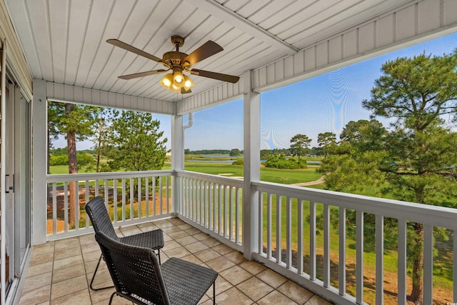 4940 Windsor Green Way Unit 301, Myrtle Beach, SC 29579 - balcony featuring a ceiling fan and view of golf course