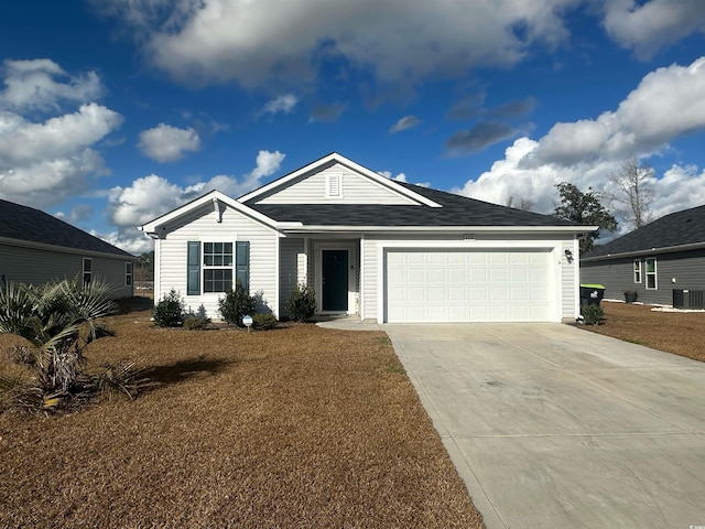 198 Foxford Dr, Conway, SC 29526 - ranch-style home featuring concrete driveway, central AC, an attached garage, and a front yard