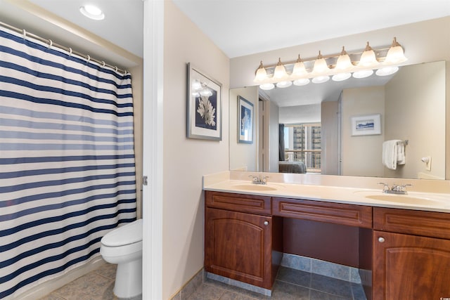 9820 Queensway Blvd Unit 804, Myrtle Beach, SC 29572 - full bathroom featuring double vanity, toilet, tile patterned floors, and baseboards