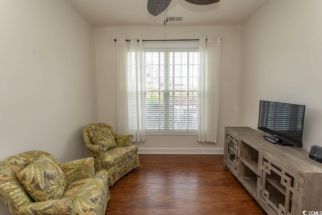 2241 Waterview Dr Unit 315, North Myrtle Beach, SC 29582 - living area with baseboards, plenty of natural light, ceiling fan, and wood finished floors