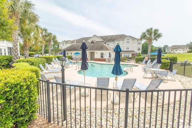 2241 Waterview Dr Unit 315, North Myrtle Beach, SC 29582 - community pool with a patio area, fence, and a residential view
