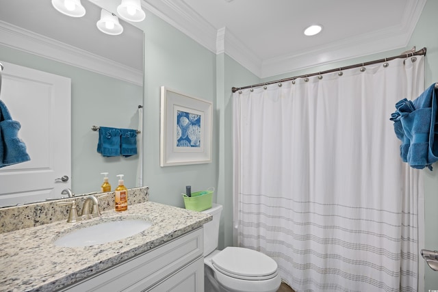 1290 Prescott Cir, Myrtle Beach, SC 29577 - full bathroom featuring vanity, toilet, ornamental molding, and curtained shower