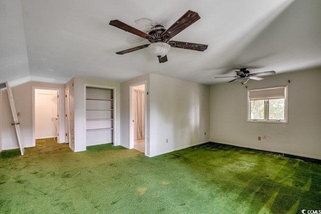 2010 Ye Olde Kings Hwy, North Myrtle Beach, SC 29582 - unfurnished room with a ceiling fan, carpet flooring, vaulted ceiling, and baseboards