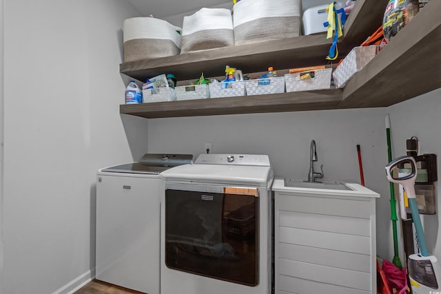 3620 Diamond Stars Way, Little River, SC 29566 - laundry area featuring washer and clothes dryer, baseboards, and wood finished floors