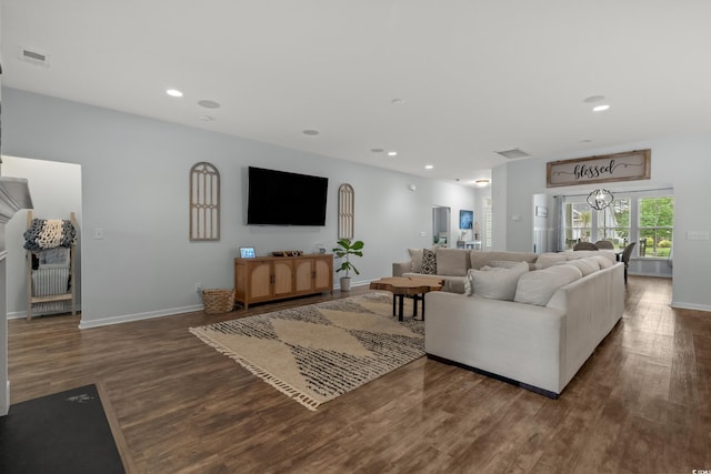 3620 Diamond Stars Way, Little River, SC 29566 - living room featuring wood finished floors, recessed lighting, and baseboards