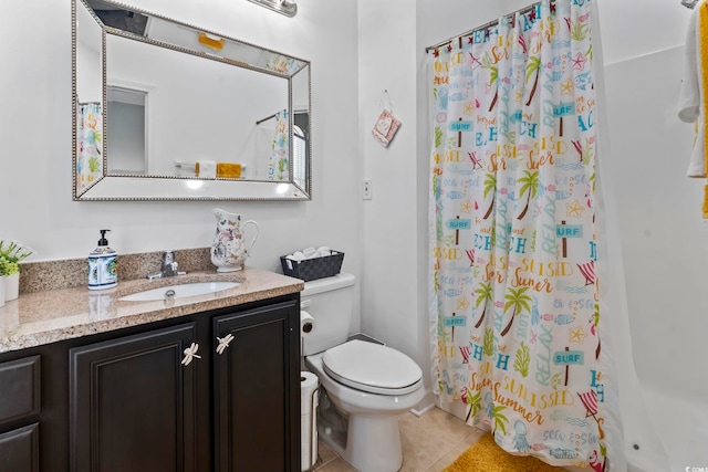815 Murray Ave, Myrtle Beach, SC 29577 - full bath featuring toilet, vanity, tile patterned flooring, and a shower with shower curtain