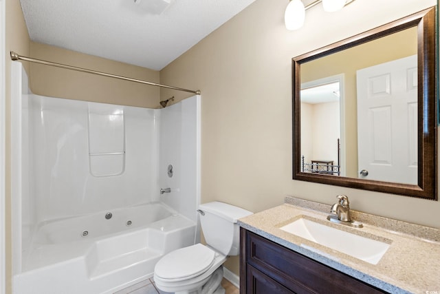 full bath with vanity, toilet, and shower / washtub combination