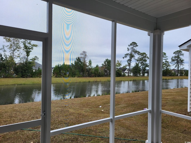 6080 Zoe Way, Myrtle Beach, SC 29588 - unfurnished sunroom featuring a water view