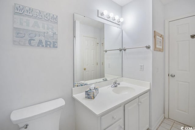 404 1st Ave N Unit H, North Myrtle Beach, SC 29582 - half bathroom featuring toilet, vanity, and tile patterned flooring
