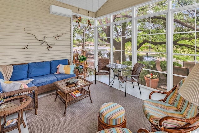 67 Camden Cir, Pawleys Island, SC 29585 - sunroom featuring an AC wall unit, a water view, and outdoor lounge area
