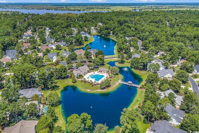 67 Camden Cir, Pawleys Island, SC 29585 - aerial view of property and surrounding area featuring a large body of water and nearby suburban area