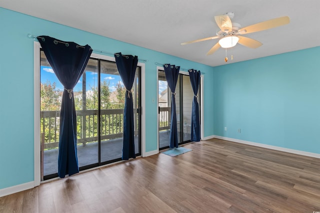 510 Fairwood Lakes Dr Unit 19-Q, Myrtle Beach, SC 29588 - empty room featuring wood finished floors, baseboards, and ceiling fan