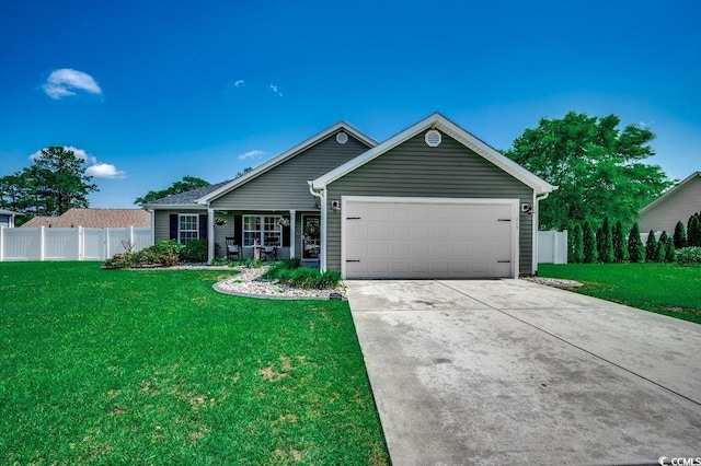 single story home featuring an attached garage and concrete driveway
