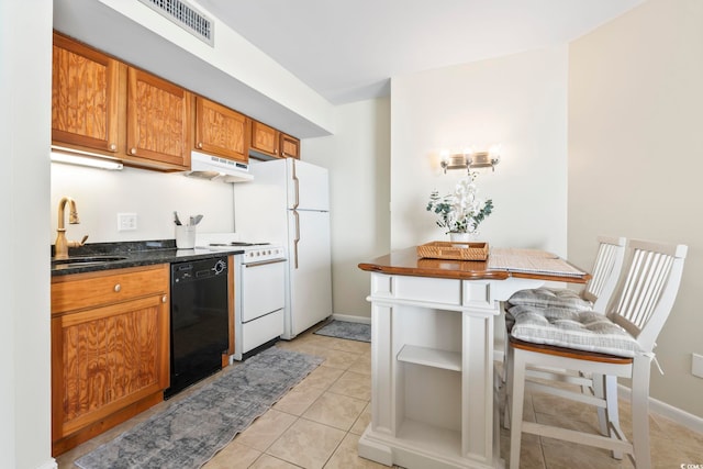 5523 N Ocean Blvd Unit 1903, Myrtle Beach, SC 29577 - kitchen featuring a sink, black dishwasher, under cabinet range hood, and brown cabinets